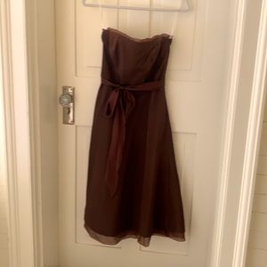 Size 4 brown strapless dress with sash